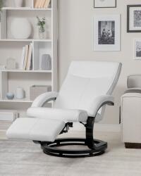 MAXISHOP Italia Collection Fotoliu cu recliner MIGHT Suport pentru picioare retractabil Piele ecologica Alb