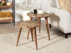 MAXISHOP Italia Collection Set de 2 mese laterale RANJA Lemn de mango Maro inchis Masa de cafea
