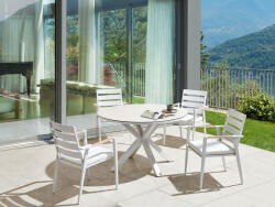 MAXISHOP Italia Collection Masa dining de exterior MALETTO 120 cm 120 cm Sticla Taupe
