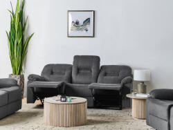 MAXISHOP Italia Collection Canapea cu recliner manual cu 3 locuri BERGEN II Gri inchis Canapea