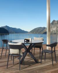 MAXISHOP Italia Collection Set de 4 scaune de gradina GUBBIO Negru