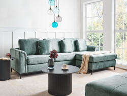 MAXISHOP Italia Collection Coltar cu 4 locuri OSLO Catifea Albastru verzui Stanga