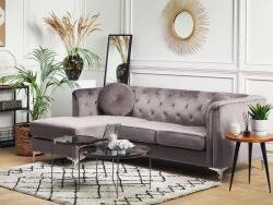 MAXISHOP Italia Collection Coltar cu 3 locuri FLEN Catifea Gri Dreapta