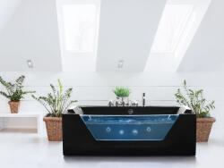 MAXISHOP Italia Collection Cada de colt LED cu hidromasaj SAMANA 162 x 76 cm Negru