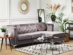MAXISHOP Italia Collection Coltar cu 3 locuri FLEN Catifea Gri Stanga