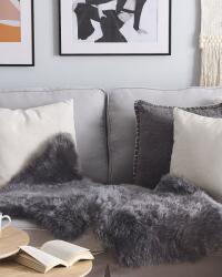 MAXISHOP Italia Collection Covor din blana de oaie ULURU Gri inchis 65 x 110 cm Covor