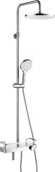 Lemark Coloana de dus Lemark Tropic LM7011C Crom cu baterie termostata, cap de dus tip tropic si pipa pivotanta