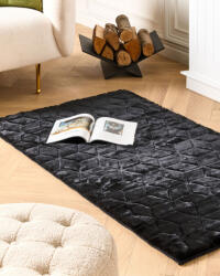 MAXISHOP Italia Collection Covor din blana sintetica THATTA Negru 80 x 150 cm Covor