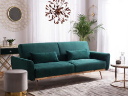 MAXISHOP Italia Collection Canapea extensibila cu 3 locuri EINA Catifea Verde smarald Canapea