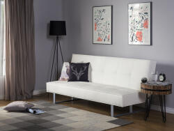 MAXISHOP Italia Collection Canapea extensibila cu 3 locuri DERBY Piele ecologica Alb Canapea