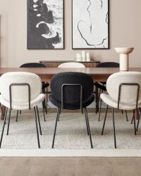 MAXISHOP Italia Collection Set de 2 scaune dining LUANA Boucle Negru