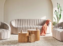 MAXISHOP Italia Collection Canapea cu 3 locuri MALUNG Catifea Bej Canapea
