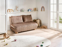 MAXISHOP Italia Collection Canapea extensibila cu 2 locuri ABISKO Blana artificiala Maro deschis Canapea
