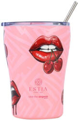 Estia Home Art Coffee Mug Save The Aegean Pahar Termos Oțel inoxidabil Fără BPA 350ml Blush Pop cu Pai 01-31800 (01-31800)