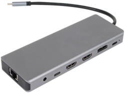 Vcom Докинг станция VCom CU4706, 13-в-1 USB-C, 2x HDMI, DisplayPort, 3x USB 3.0, RJ45, SD/TF четец, 100W PD (CU4706)
