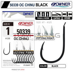 Owner Hooks 50339 Cut Chinu Black #3/0 (50339-3-0)