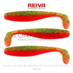 REIVA Flat Minnow shad 12, 5cm 3db/cs (Zöld-Narancs Flitter) (9902-122)
