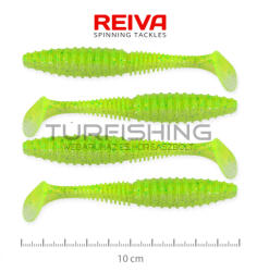 REIVA Zander Power Shad 10cm 4db/cs (Fluo Zöld Flitter I. ) (9901-142)