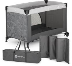 Petite&Mars Patut Pliabil Petite&Mars Nyja 120x60CM cu Roti Pliere Compacta Include Geanta de Transport Intrare Laterala cu Fermoar Pereti din Plasa 0-30 Luni pana la 15KG Gri (923486)