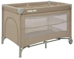 Baby Mix Patut Pliabil Baby Mix 57968 cu Doua Nivele Intrare Laterala cu Fermoar 2 Roti 120x60CM Conform cu Standardul European de Securitate EN 716+AC: 2019-07 Bej (57968)