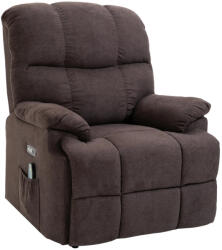 HOMCOM fotel emelőrásegítéssel, 160°-ban dönthető háttámla, masszázs és fűtésfunkcióval, poliészter barna (700-119V01BN)
