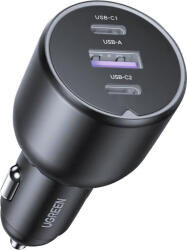 UGREEN Incarcator auto UGREEN 130W 3-Port Fast Car Charger EC705, 1 x USB A, 2 x USB C, Gri (6941876230259)