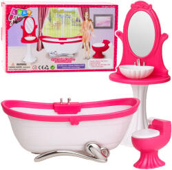 LEAN Toys Baba Fürdőszoba Szett: Kád, Wc, Mosdó Tükörrel