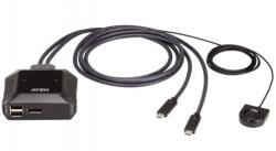ATEN Switch KVM Aten US3312, 2 x USB-A + 1 x DisplayPort - 2 x USB-C, Black (US3312-AT)