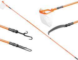 Strend Pro Garden Gyümölcsszedő, Strend Pro Garden GT7031, narancssárga, teleszkópos nyél, 150-360 cm, fém nyél, zsákkal és szűrővel, fűrész rögzíthető (TC211440)