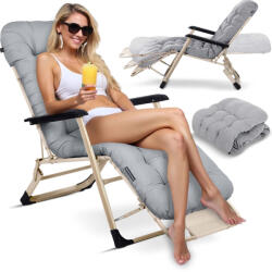 Sofotel Napozóágy, Sofotel ChillWell, világosszürke, 95 x 98 x 60 cm, összecsukható, párnázott, fekvő helyzetbe dönthető, teherbírás: 120 kg (TE286402)