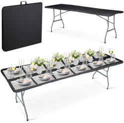 Plonos Kerti asztal, Plonos, fekete, 244 cm, acél keret, HDPE műanyag felület, összecsukható (TE440101)