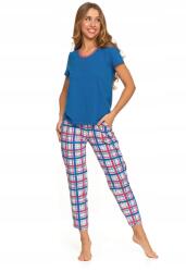 Moraj Női pizsama, Moraj, kétrészes, hosszú kockás nadrág, többszínű, pamut, XL INTL (PDD3900-017-NAVY-XL)