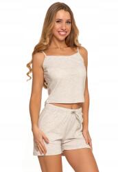 Moraj női pizsama, L/XL, harisnyatartó, rövidnadrág, bordás kötött, bézs, pamut/poliészter, L-XL (PDD3300-005-BEIGE.MEL.-L/XL)