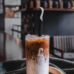 Family Papír szívószál - fekete, kanállal - 200 x 8 mm - 150 db / csomag, 57604A