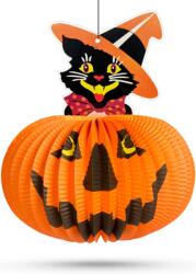 Family Halloween-i tökös lampion - macskával - akasztható - 26 cm, 58137A