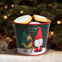 Family Collection Karácsonyi dekoráció - fém kaspó, vödör - Manó - 13 x 11 cm, 59724B