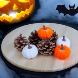 Family Halloween-i asztaldekoráció, tök és toboz, 6 cm, habszivacs, 8 db / csomag, 58188B