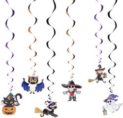 Family Halloween-i dekoráció szett - 6 féle motívum - csillogó spriál akasztóval, 58171