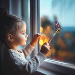 Family Halloween-i kifesthető ablakdekor, boszorkánykalap, 4 szín, ecsettel, 56548B