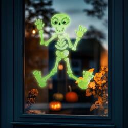 Family Halloween-i foszforeszkáló ablakdekor, csontváz, 24 x 15 cm, 56543D