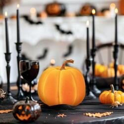 Family Habszivacs Halloween-i tök dekoráció, narancssárga, glitteres, 16, 5 cm, 56540A