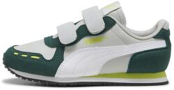 PUMA Puma, Cabana Racer SL 20 tépőzáras műbőr sneaker, Világosszürke, Vízzöld, Limezöld, 29 EU (383730-19-11)