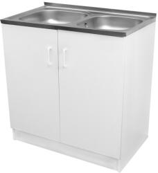  Komplett mosogató szekrény 80x50, nyílóajtós, 2med. tál, fehér front (442128) - konyhanet