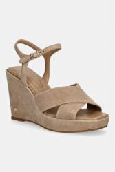 Tommy Hilfiger sandale wedges din piele întoarsă SUEDE WRAPPED HIGH WEDGE PPY2-OBD019_80X