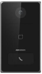 Hikvision Videointerfon IP Hikvision DS-KV6133-WME1, camera 2MP cu IR, apelare cu un buton, cititor card integrat, PoE, IP65, carcasa aluminiu, apel direct in aplicatia Hik-Connect fara monitor interior, montaj