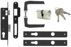 ANBO komplett portálzár szett kilinccsel 4 cm 1231 fekete224x40x22mm zár, kilincs, 3 db kulcs (1530179)