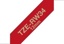 Brother TZE-RW34, Banda Etichete Laminata Tip Panglica, Auriu Pe Rosu Bordeaux, 12MM (TZERW34_OEM)