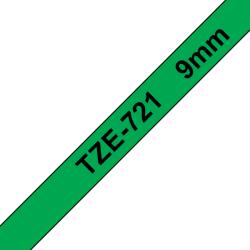 Brother TZE-721, Banda Etichete Laminata, Negru Pe Verde, 9mm (TZE721_OEM)