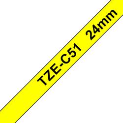 Brother TZE-C51, Banda Etichete Laminata Fluorescenta, Negru Pe Galben, 24MM (TZEC51_OEM)