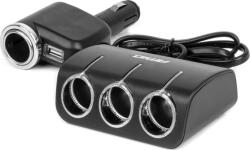 AMiO Szivargyújtó Aljzat Elosztó Töltővel És Izzószállal 12V 24V 120W 80Cm Amio-04360